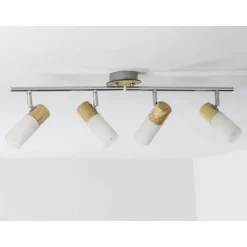 Spot de plafond Brilliant Babsan Bois foncé, Blanc, 4 lumières
