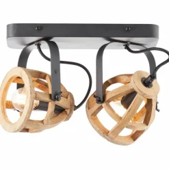 Spot de plafond Brilliant Matrix Wood Brun, Noir, 2 lumières