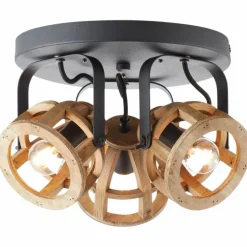 Spot de plafond Brilliant Matrix Wood Brun, Noir, 3 lumières