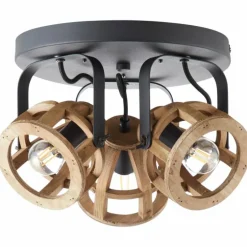 Spot de plafond Brilliant Matrix Wood Brun, Noir, 3 lumières