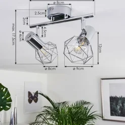 Spot de plafond Globo Xara Chrome, 2 lumières