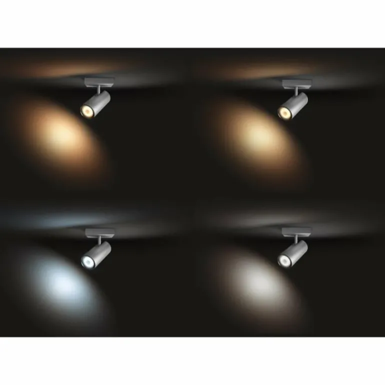 Spot de plafond, kit de base Philips Hue Ambiance White Buratto Argenté, 1 lumière, Télécommandes