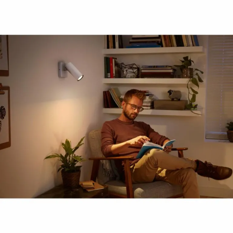 Spot de plafond, kit de base Philips Hue Ambiance White Buratto Argenté, 1 lumière, Télécommandes