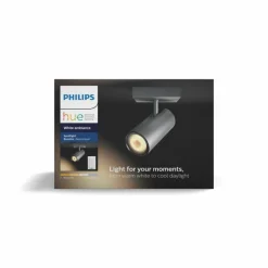 Spot de plafond, kit de base Philips Hue Ambiance White Buratto Argenté, 1 lumière, Télécommandes