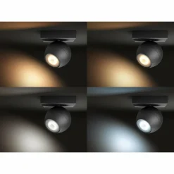 Spot de plafond, kit de base Philips Hue Ambiance White Buckram Noir, 1 lumière, Télécommandes
