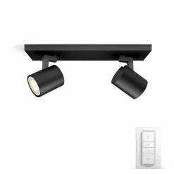 Spot de plafond, kit de base Philips Hue Ambiance White Runner Noir, 2 lumières, Télécommandes