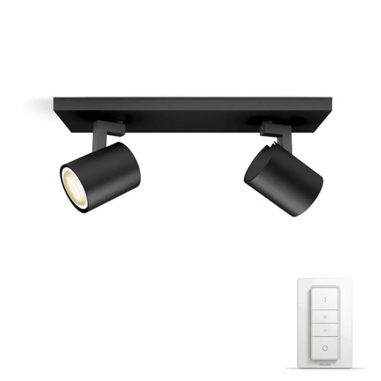 Spot de plafond, kit de base Philips Hue Ambiance White Runner Noir, 2 lumières, Télécommandes