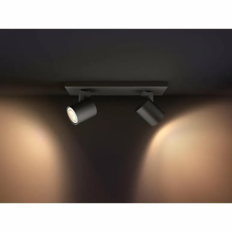 Spot de plafond, kit de base Philips Hue Ambiance White Runner Noir, 2 lumières, Télécommandes