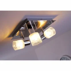 Spot de plafond LED Brilliant Leuchten Chrome, Nickel mat, Blanc, 3 lumières