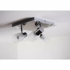 Spot de plafond LED Brilliant Leuchten Chrome, Nickel mat, Blanc, 3 lumières