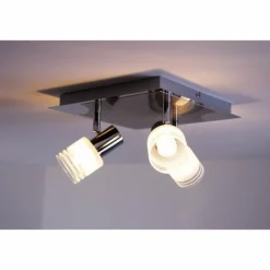 Spot de plafond LED Brilliant Leuchten Chrome, Nickel mat, Blanc, 3 lumières