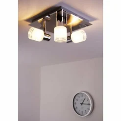 Spot de plafond LED Brilliant Leuchten Chrome, Nickel mat, Blanc, 3 lumières