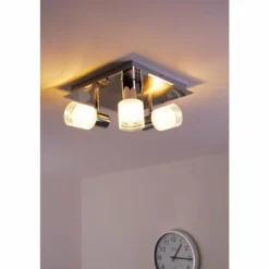 Spot de plafond LED Brilliant Leuchten Chrome, Nickel mat, Blanc, 3 lumières