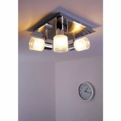 Spot de plafond LED Brilliant Leuchten Chrome, Nickel mat, Blanc, 3 lumières