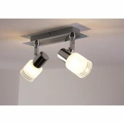 Spot de plafond LED Brilliant Leuchten Chrome, Blanc, 2 lumières