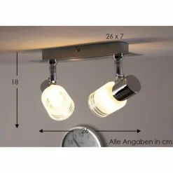 Spot de plafond LED Brilliant Leuchten Chrome, Blanc, 2 lumières