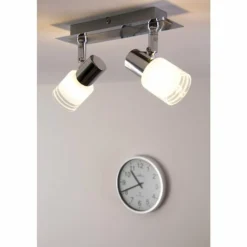 Spot de plafond LED Brilliant Leuchten Chrome, Blanc, 2 lumières