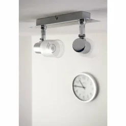 Spot de plafond LED Brilliant Leuchten Chrome, Blanc, 2 lumières