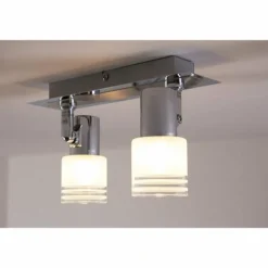 Spot de plafond LED Brilliant Leuchten Chrome, Blanc, 2 lumières