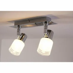 Spot de plafond LED Brilliant Leuchten Chrome, Blanc, 2 lumières