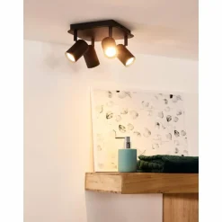 Spot de plafond Lucide LENNERT LED Noir, 4 lumières