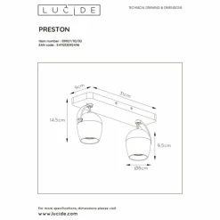 Spot de plafond Lucide PRESTON LED Or, Laiton, 2 lumières