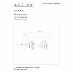 Spot de plafond Lucide TALA LED Blanc, 2 lumières