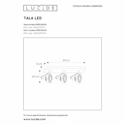 Spot de plafond Lucide TALA LED Noir, 3 lumières