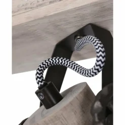 Spot de plafond Steinhauer Gearwood Anthracite, Bois foncé, 4 lumières