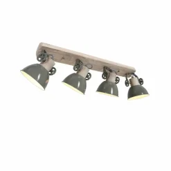 Spot de plafond Steinhauer Gearwood Vert, Bois foncé, 4 lumières