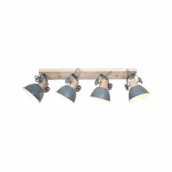 Spot de plafond Steinhauer Gearwood Gris, Bois foncé, 4 lumières