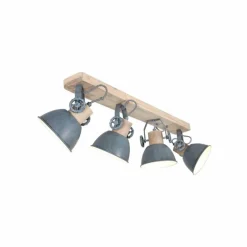 Spot de plafond Steinhauer Gearwood Gris, Bois foncé, 4 lumières