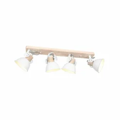 Spot de plafond Steinhauer Gearwood Bois foncé, Blanc, 4 lumières