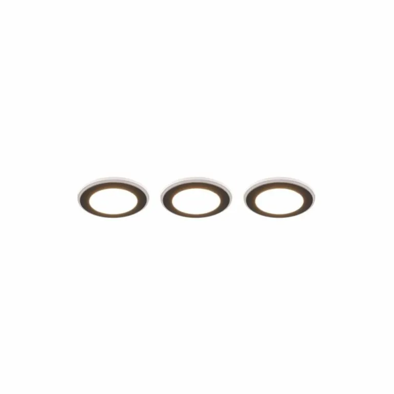 Spot encastrable - kit de 3 Trio ARGUS LED Noir, 6 lumières, Télécommandes, Changeur de couleurs