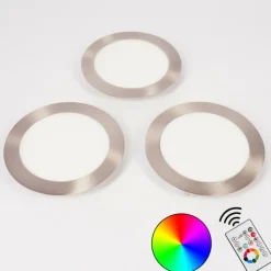 Spot encastrable Finsrud LED Nickel mat, 1 lumière, Télécommandes, Changeur de couleurs