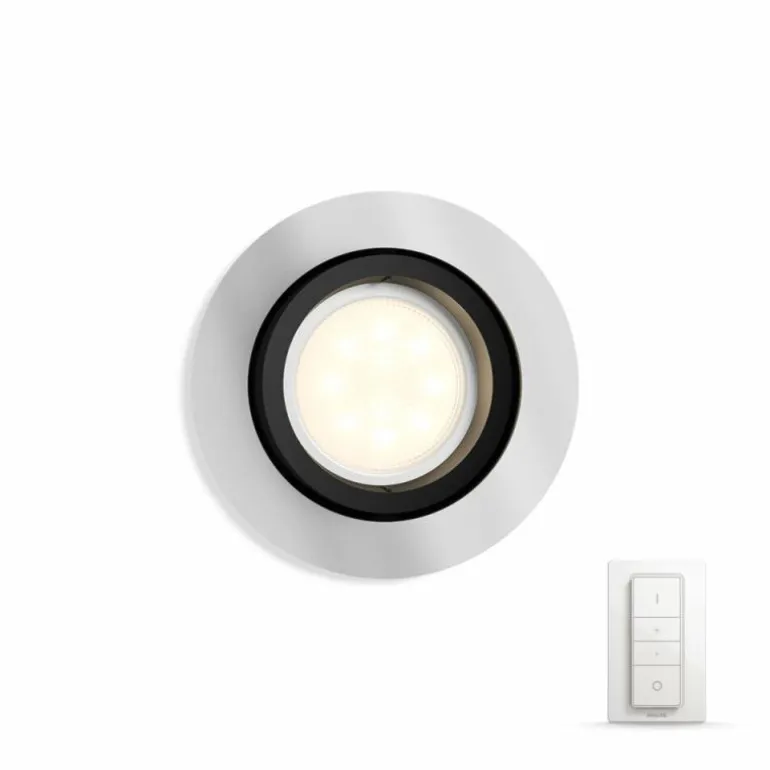 Spot encastrable, kit d'extension Philips Hue Ambiance White Milliskin Argenté, 1 lumière, Télécommandes