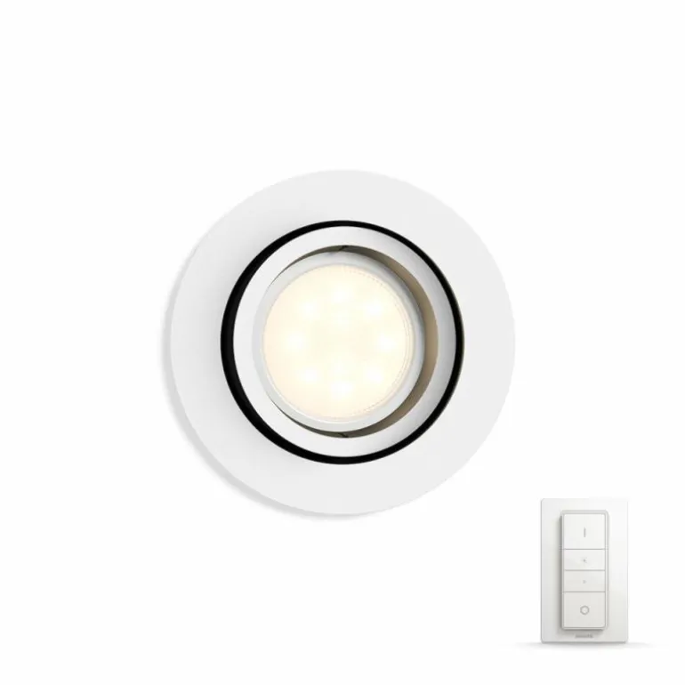Spot encastrable, kit d'extension Philips Hue Ambiance White Milliskin Blanc, 1 lumière, Télécommandes