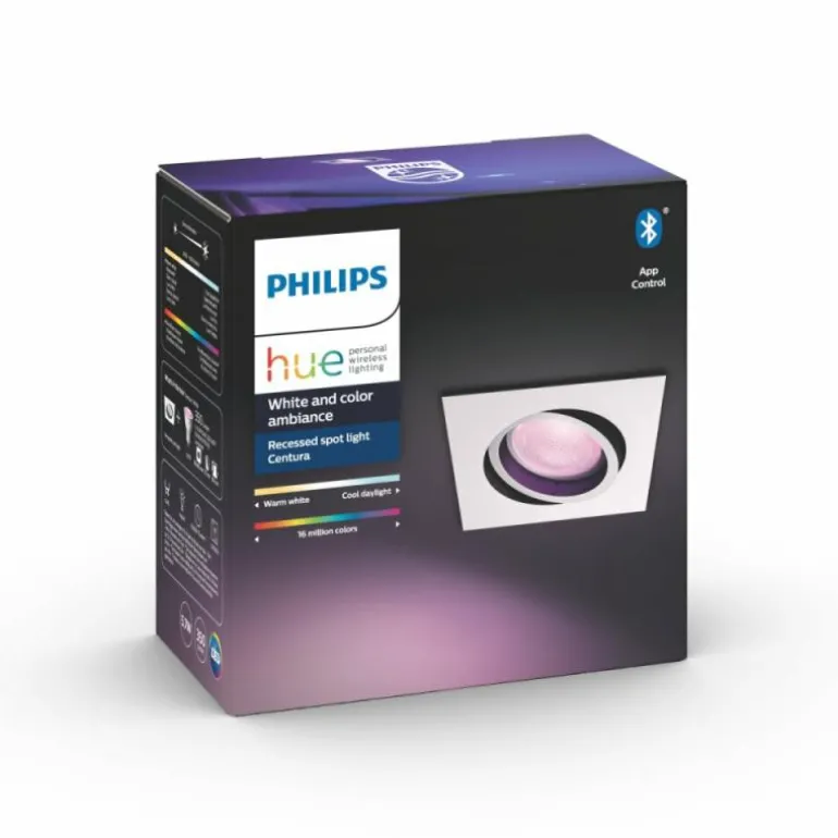Spot encastrable, kit d'extension Philips Hue Ambiance White & Color Centura Blanc, 1 lumière, Changeur de couleurs