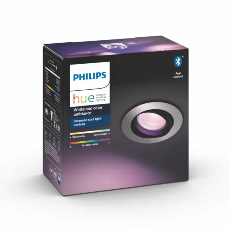 Spot encastrable, kit d'extension Philips Hue Ambiance White & Color Centura Argenté, 1 lumière, Changeur de couleurs