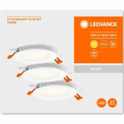 Spot encastrable LEDVANCE DOWNLIGHT SLIM Blanc, 3 lumières
