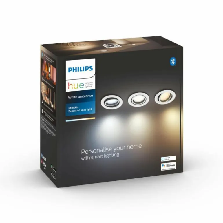 Spot encastrable Philips Hue Milliskin LED Blanc, 3 lumières