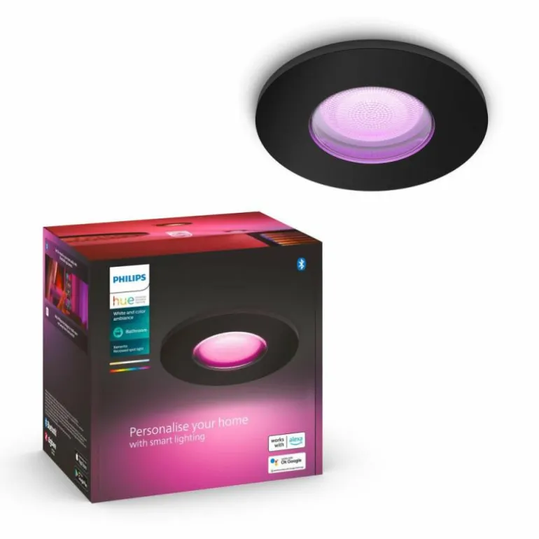 Spot encastrable Philips Hue Xamento LED Noir, 1 lumière, Changeur de couleurs