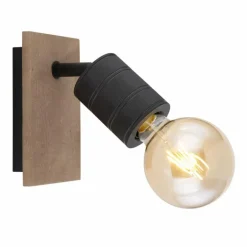 Spot Globo JOSELLA Bois foncé, Noir, 1 lumière