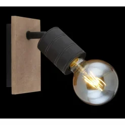 Spot Globo JOSELLA Bois foncé, Noir, 1 lumière