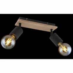 Spot Globo JOSELLA Bois foncé, Noir, 2 lumières