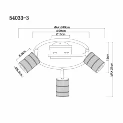 Spot Globo JOSELLA Bois foncé, 3 lumières