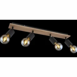 Spot Globo JOSELLA Bois foncé, Noir, 4 lumières