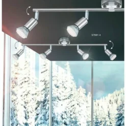 Spot Globo MATRIX Acier inoxydable, Nickel mat, 4 lumières