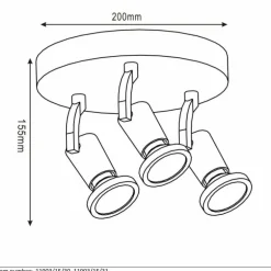 Spot Lucide JASTER Noir, 3 lumières
