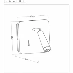 Spot mural Lucide OREGON LED Noir, 1 lumière